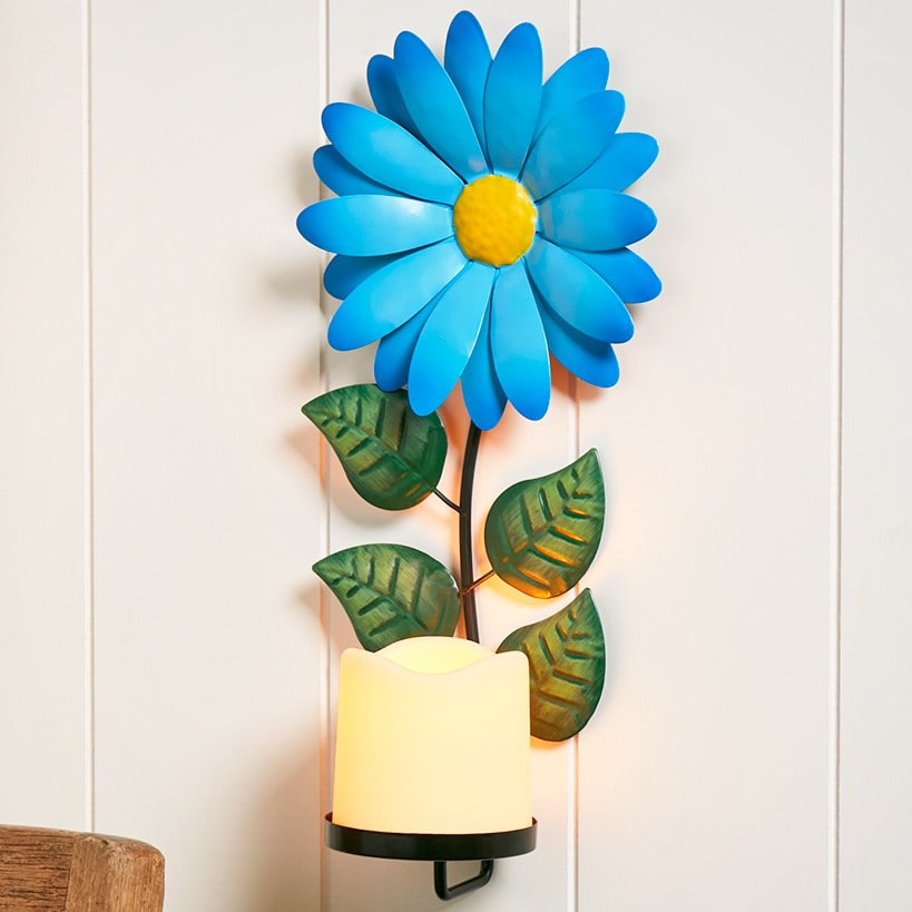 Sconce Flower LED Candle In Daisy Forget Me Not Hibiscus Or Sunflower#select-flower_forget-me-not