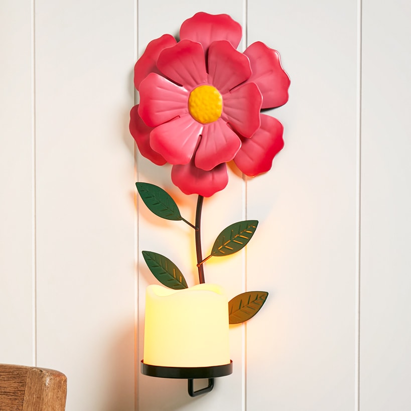 Sconce Flower LED Candle In Daisy Forget Me Not Hibiscus Or Sunflower#select-flower_hibiscus