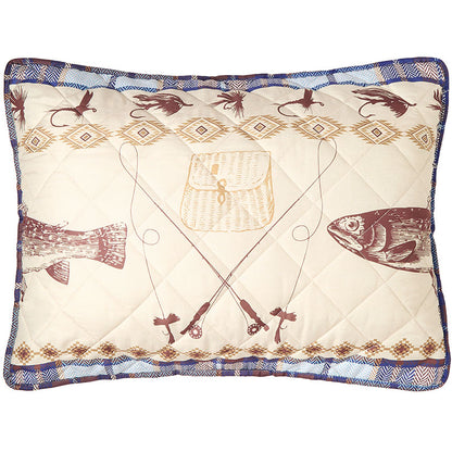 Fly Fishing Reversible Full/Queen or King Quilt, Sham, or Decorative Pillow