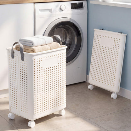 Foldable Laundry Basket with Wheels