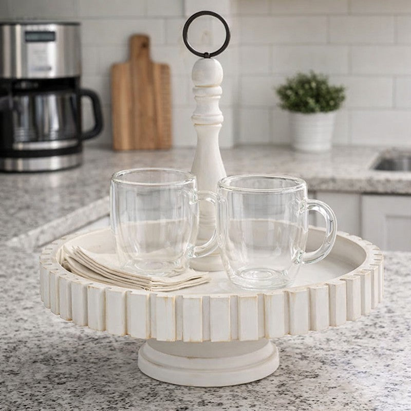 Round Rustic Wood Serving Tray