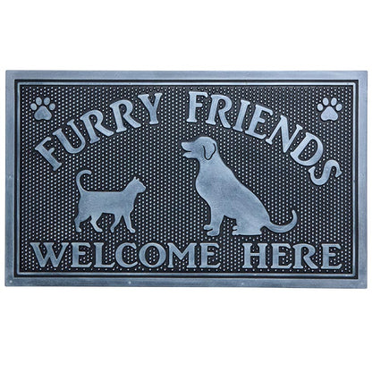 Furry Friends Welcome Rubber Doormat