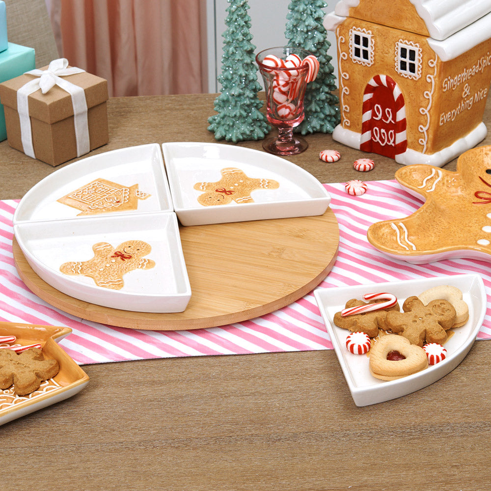 Christmas Gingerbread Lazy Susan with Removable Dishes