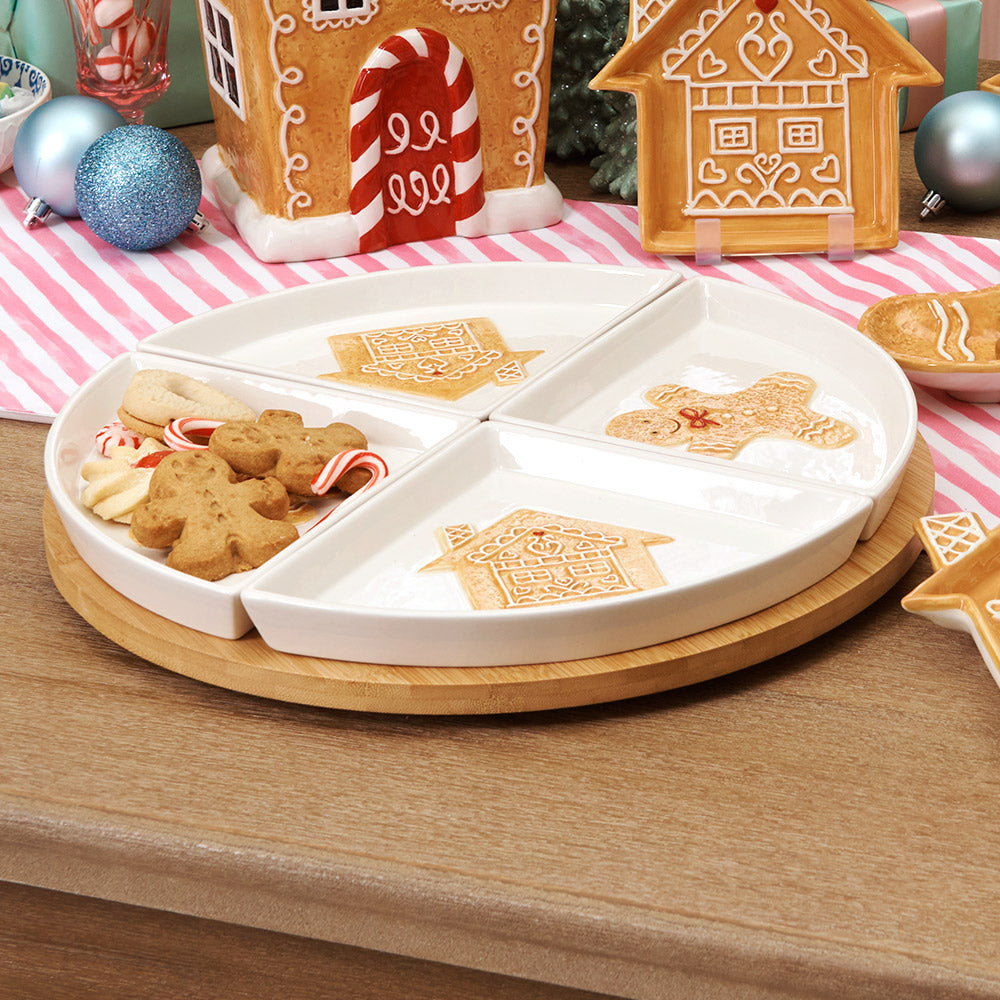 Christmas Gingerbread Lazy Susan with Removable Dishes