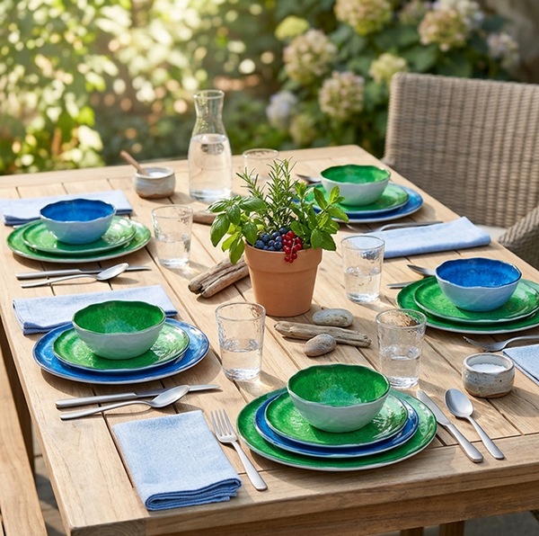 Rustic Melamine Vibrant Dinnerware Set Service for 4 | The Lakeside ...