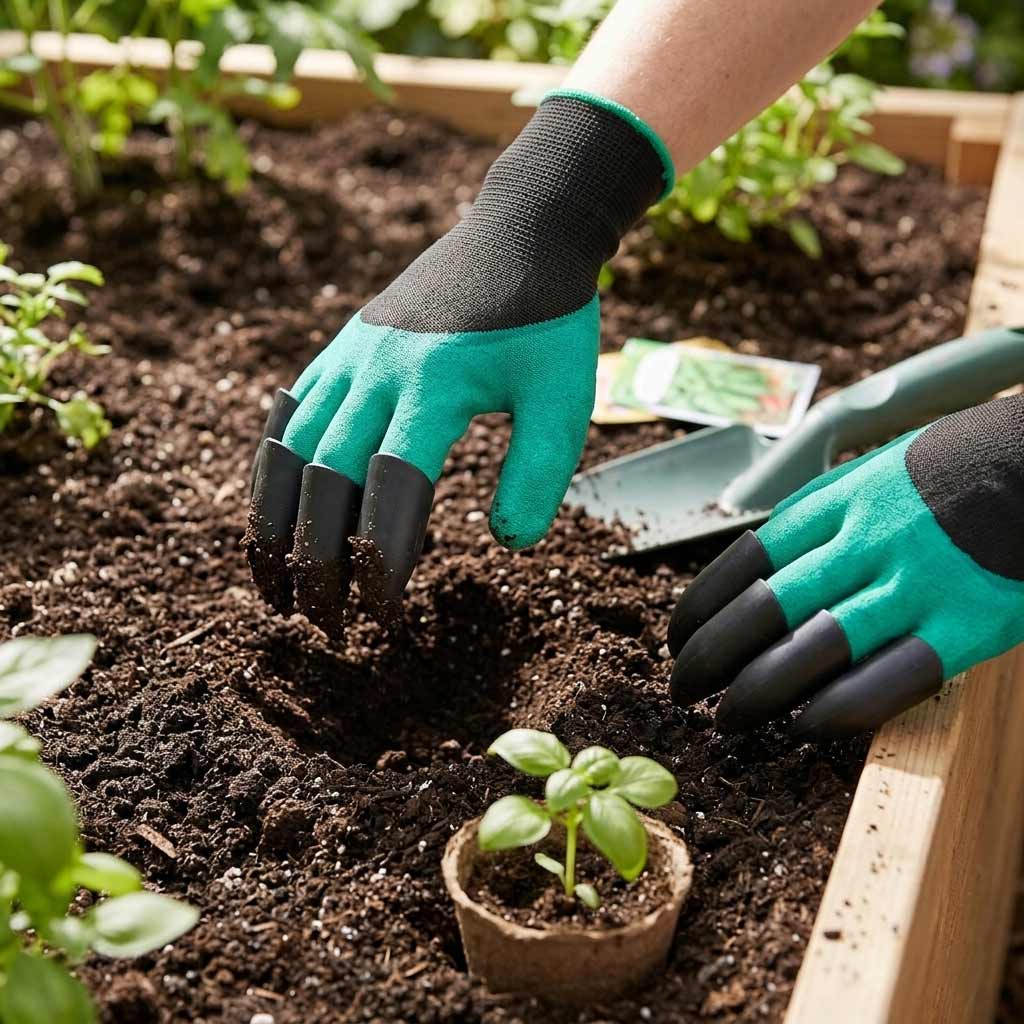 Gardening Gloves with Rubber Tipped Claws