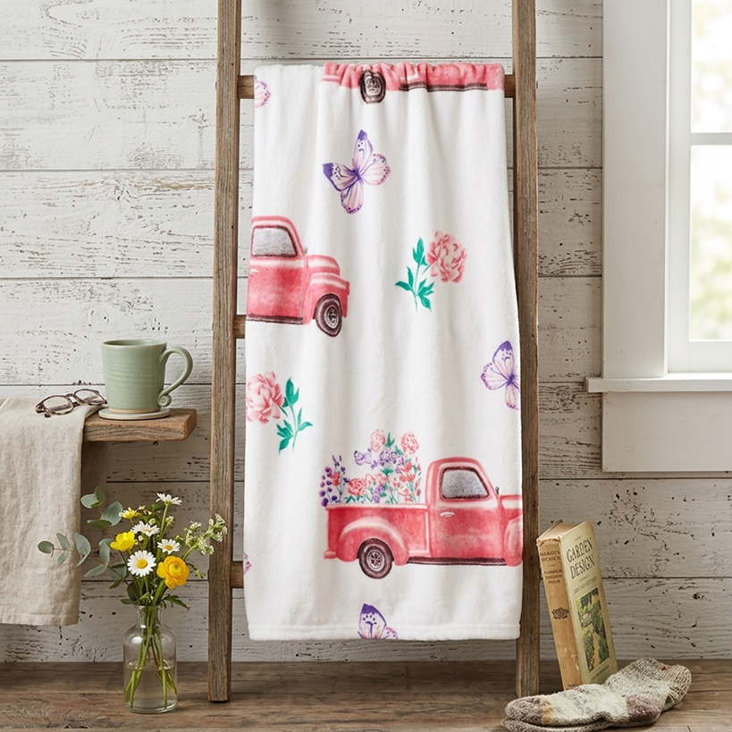 Spring Truck Fleece Plush Throw
