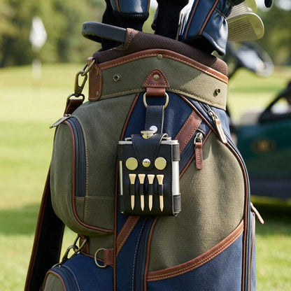 Golfer's Flask - Leather Case, Tees and Divot Tool Included