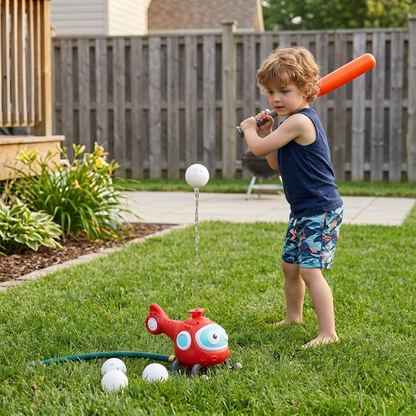 Baseball Helicopter Water Sprinkler 2-In-1 Outdoor Lawn Game Play Set