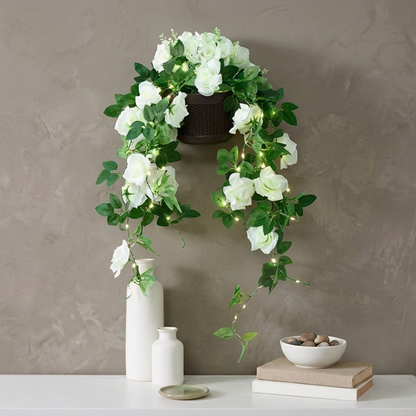 Lighted Wall Hanging Flower Cascade - Cottagecore