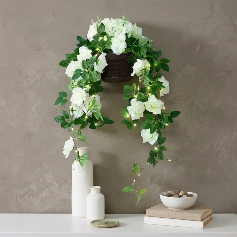 Lighted Wall Hanging Flower Cascade - Cottagecore