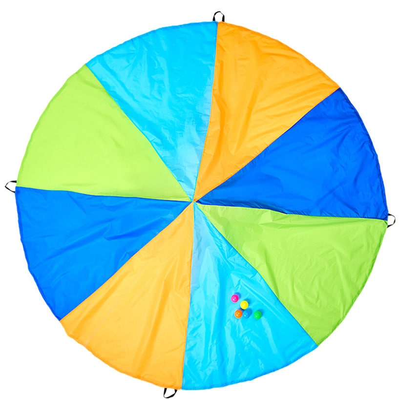 Giant Rainbow Parachute for Kids - Durable Nylon with Handles and Balls