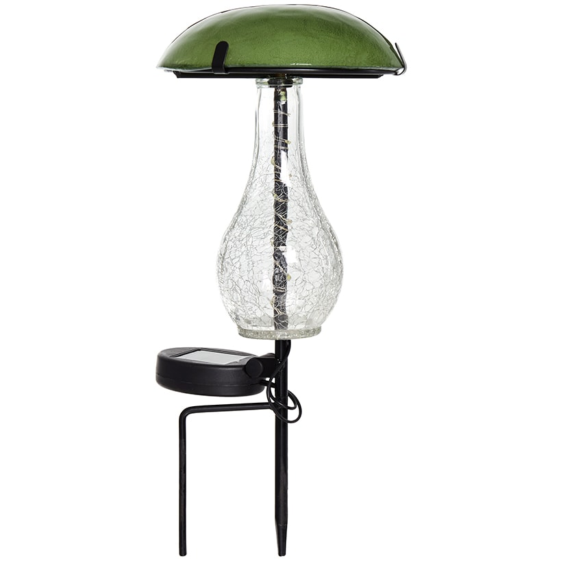 Mushroom Stake Solar Glass With Fairy Lights Purple Or Yellow