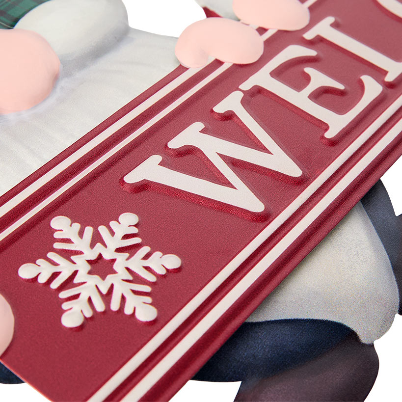 Winter Gnome Trio Metal Welcome Sign