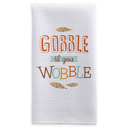 Personalized Thanksgiving Gobble Till You Wobble Kitchen Towel