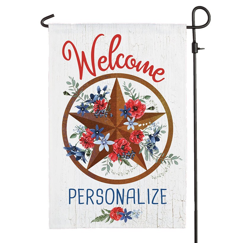 Personalized Welcome Patriotic Star Garden Flag