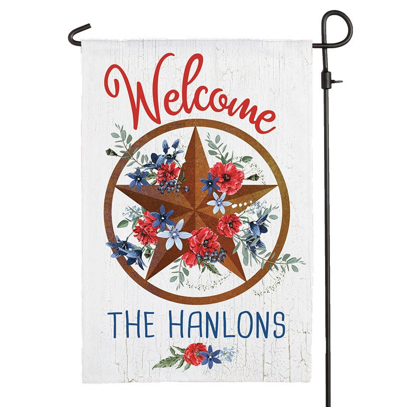Personalized Welcome Patriotic Star Garden Flag