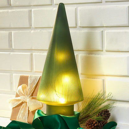 Lighted Ribbed Glass Tabletop Tree