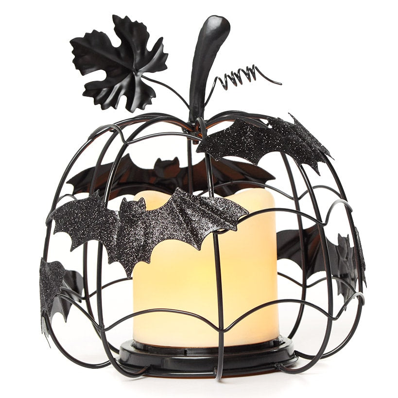 Halloween Themed Crow Glitter Candle Holder