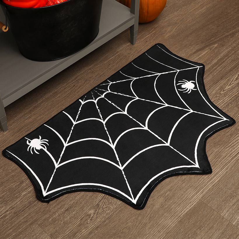 Halloween Themed Novelty Shaped Accent Kitchen Rug with Non-Skid Backing#select-rug_spider-web