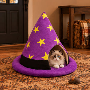 Halloween Witch Hat Cat Bed