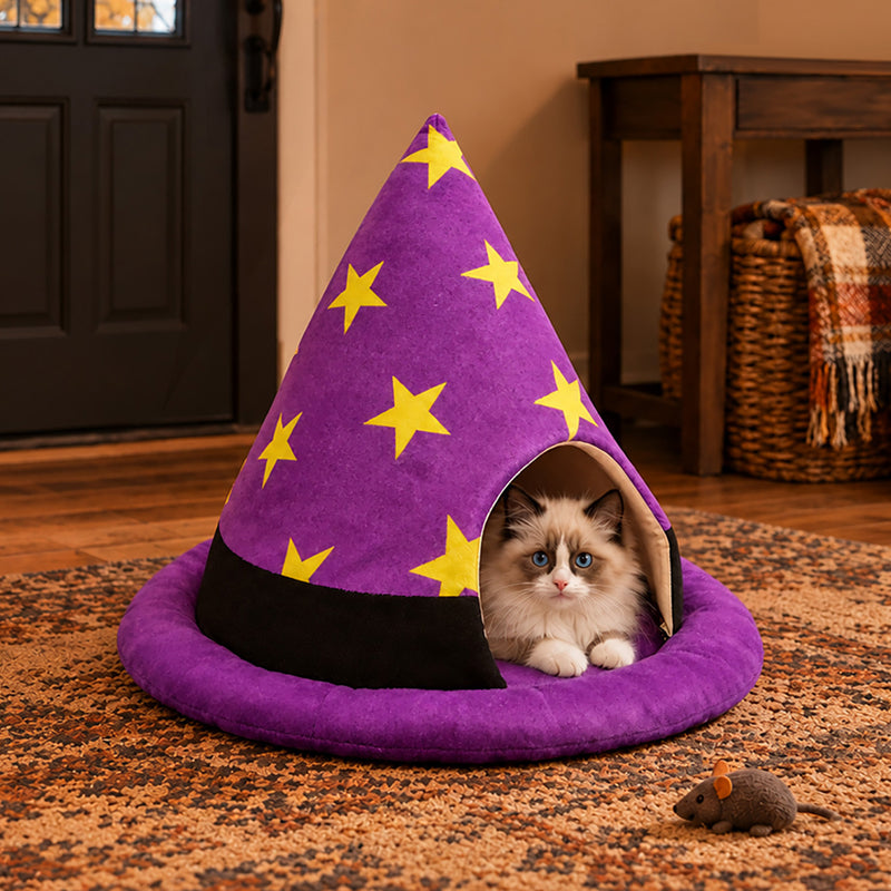 Halloween Witch Hat Cat Bed
