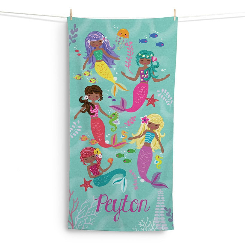 Personalized Mermaids Velour Beach Towel#select-color_green