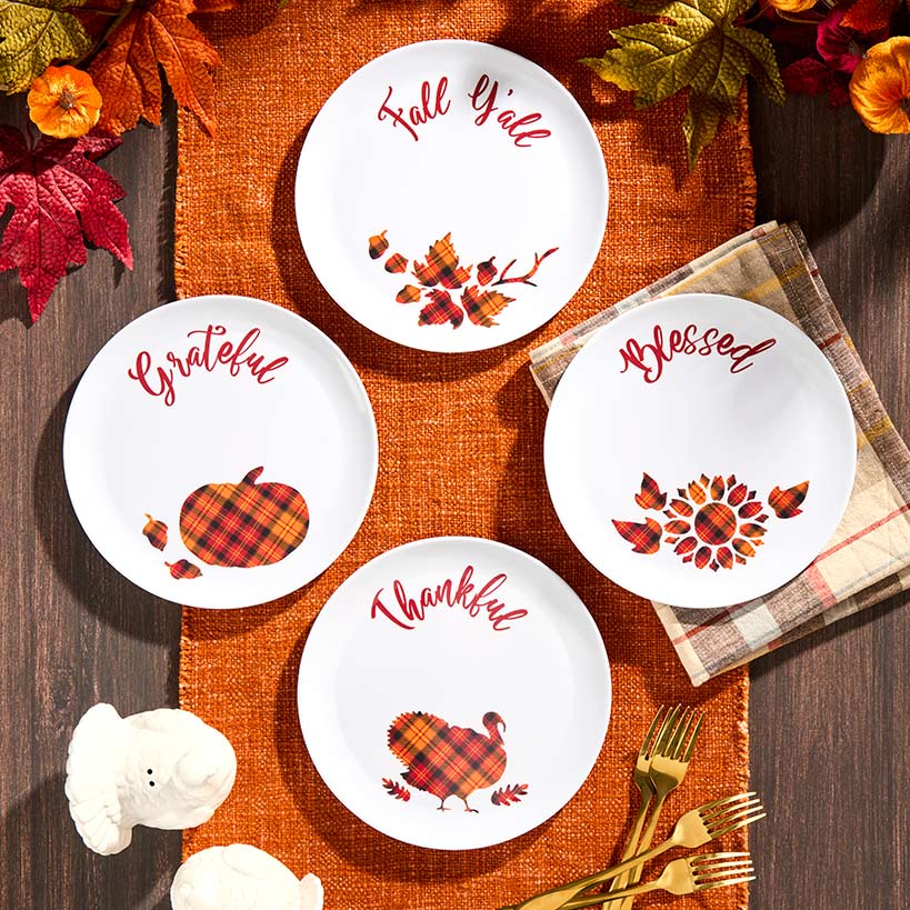 Harvest Plaid Tableware - Salad Plates or Serving Tray#select-item_set-of-4-plates