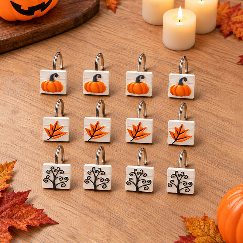 Harvest Themed Shower Curtain Hooks Set of 12