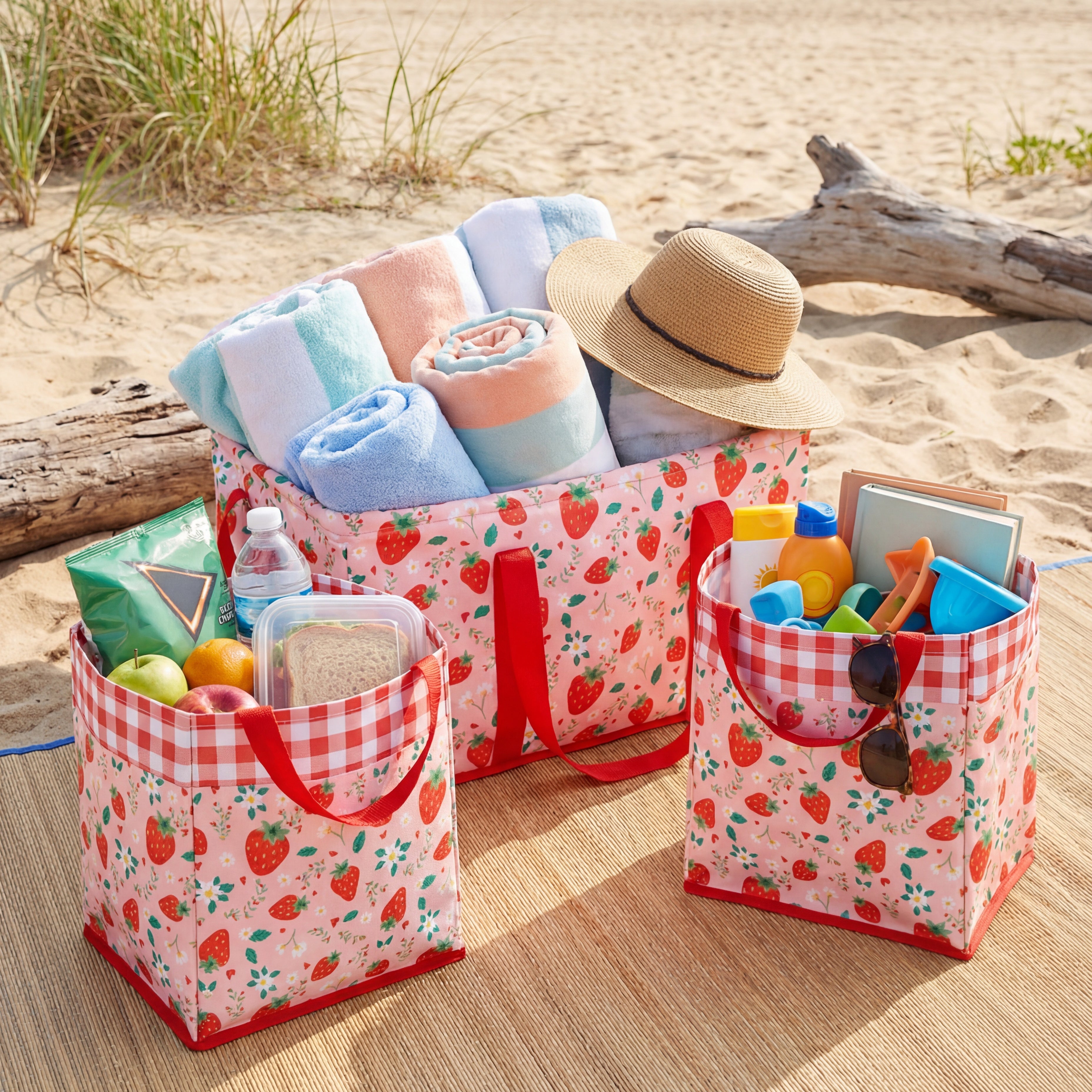 Heavy-Duty All Purpose Patterned Tote Bags - Set of 3