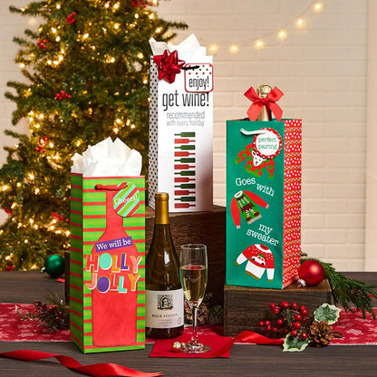 Heavy Weight Bottle Gift Bags Set of 3