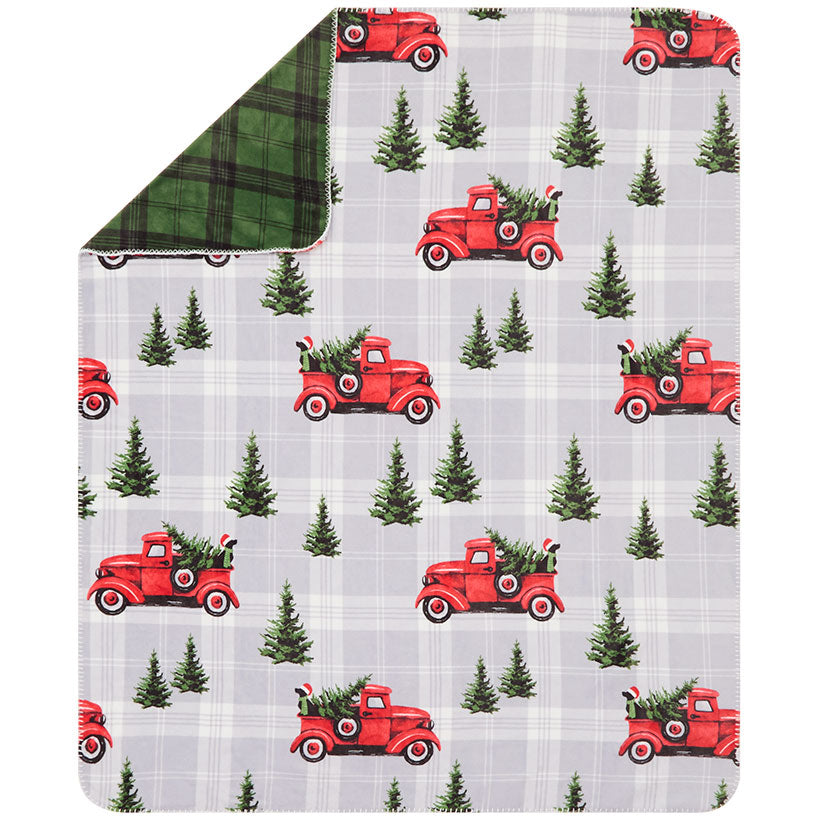 Christmas Cheer Reversible Heavyweight Flannel Throws#select-throw_christmas-truck