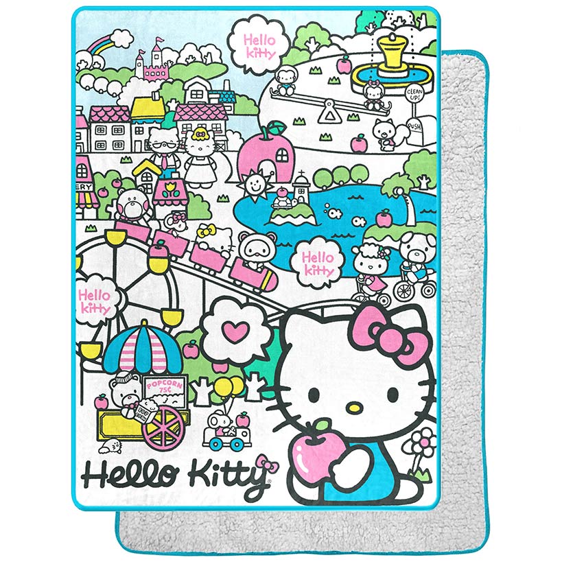 Hello Kitty My Cute World Silk Touch Sherpa Throw