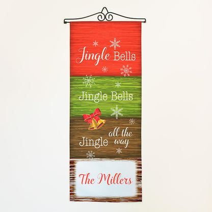 Personalized Christmas Jingle Bells Garden Flag or Doormat