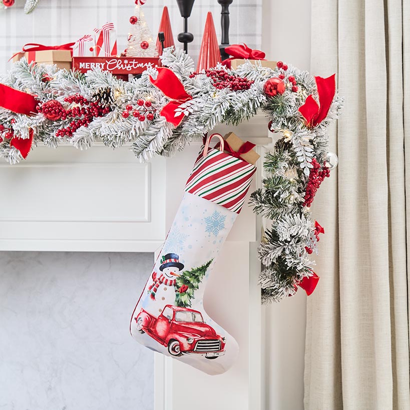 Classic Holiday Christmas Tree or Snowman Truck Stocking#select-item_stocking-red-truck
