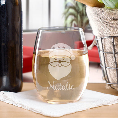 Personalized Christmas Icons Wine Glass