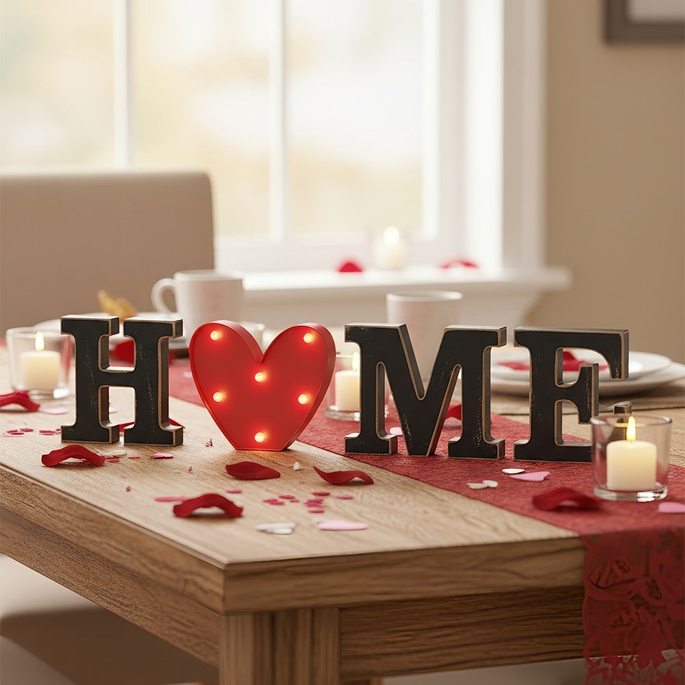 Home Sign with Lighted Heart or Set of 4 Icons