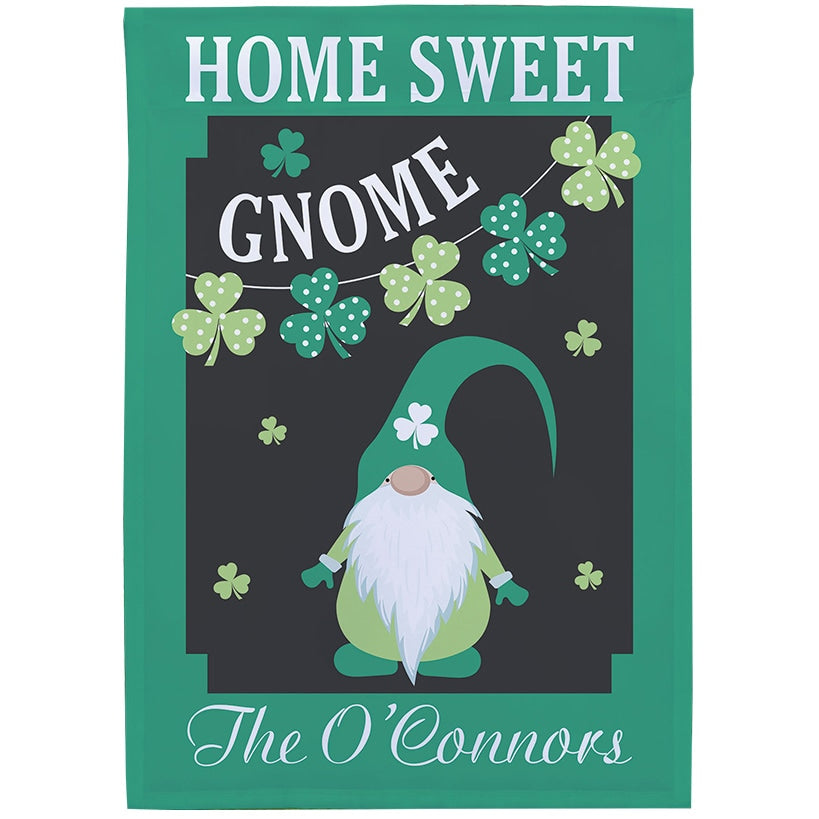 Personalized St. Patrick's Day Gnome Double-Sided Garden Flag