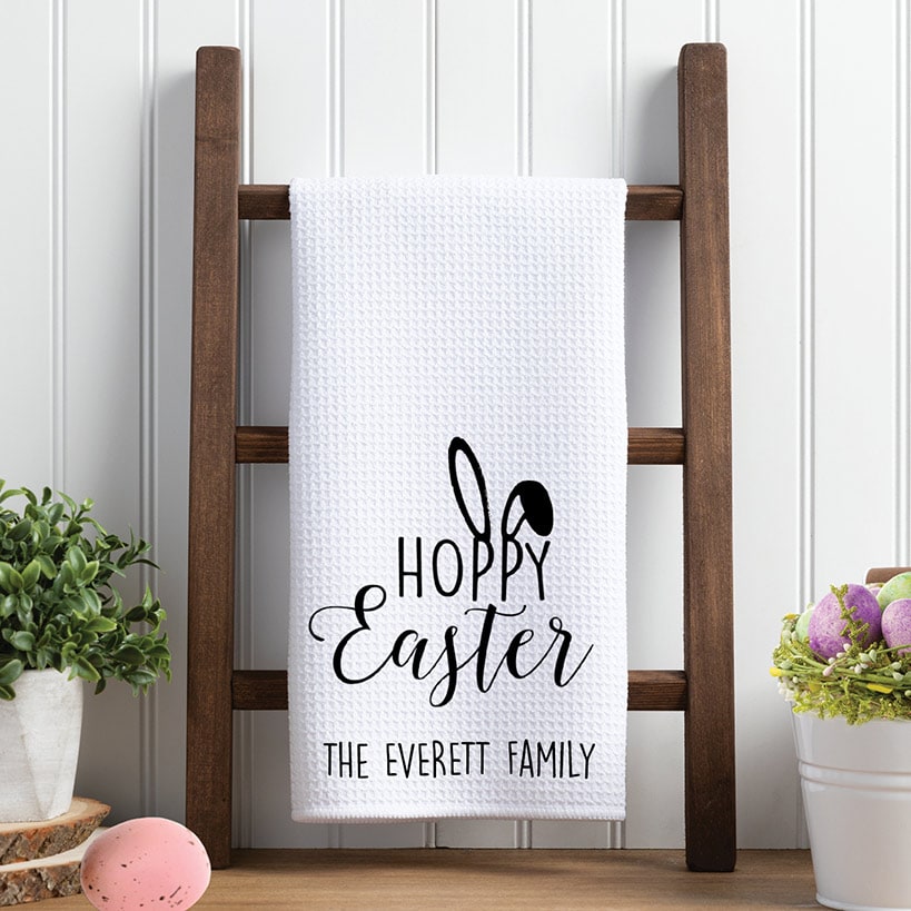 Personalized Hoppy Easter Tea Towel