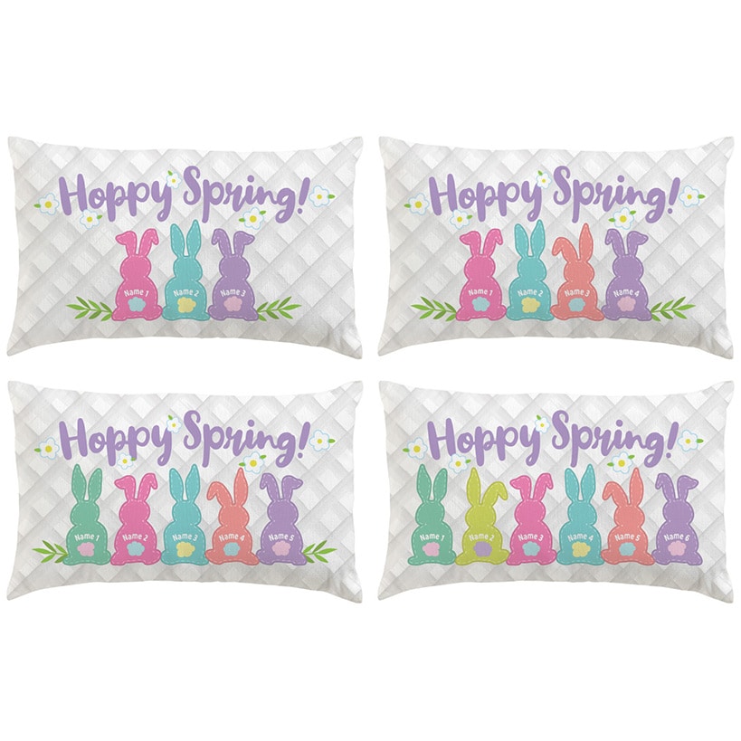 Personalized Hoppy Spring Bunnies Lumbar Pillow
