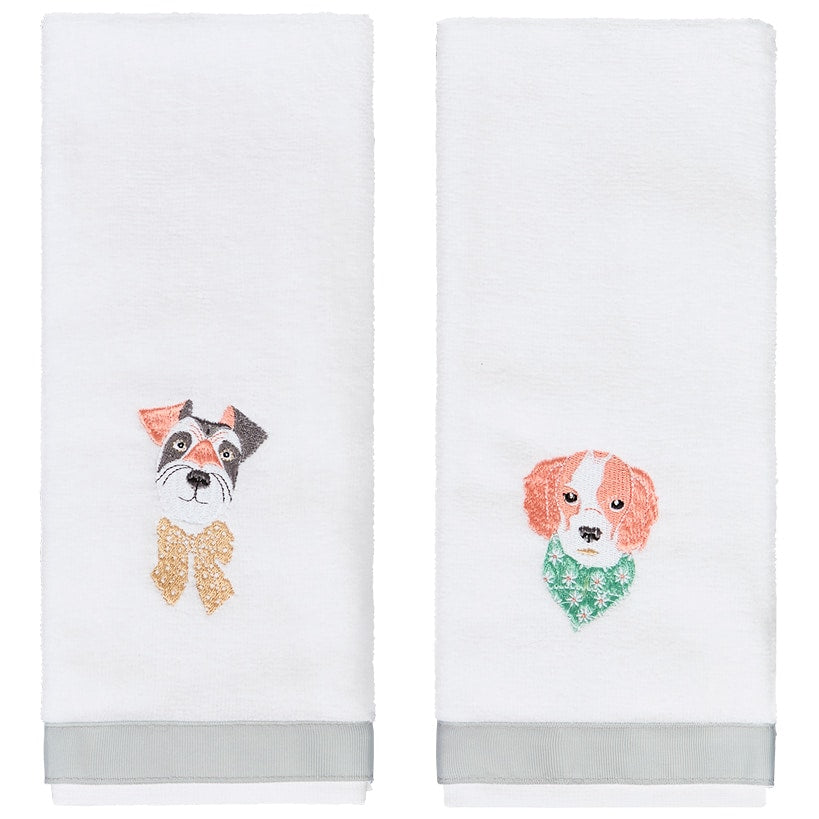 I Woof You Embroidered Hand Towels, Set of 2