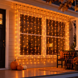 Icicle LED Curtain Lights Orange - 10 Ft