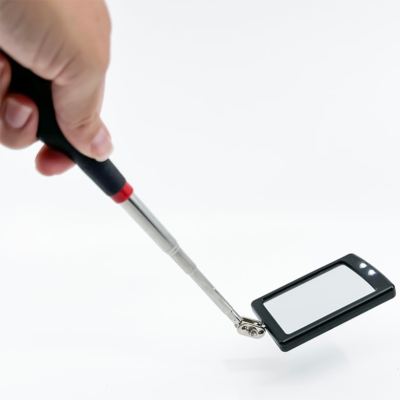Telescoping Illuminated Mirror For Inspections with 360 Degree Veiw