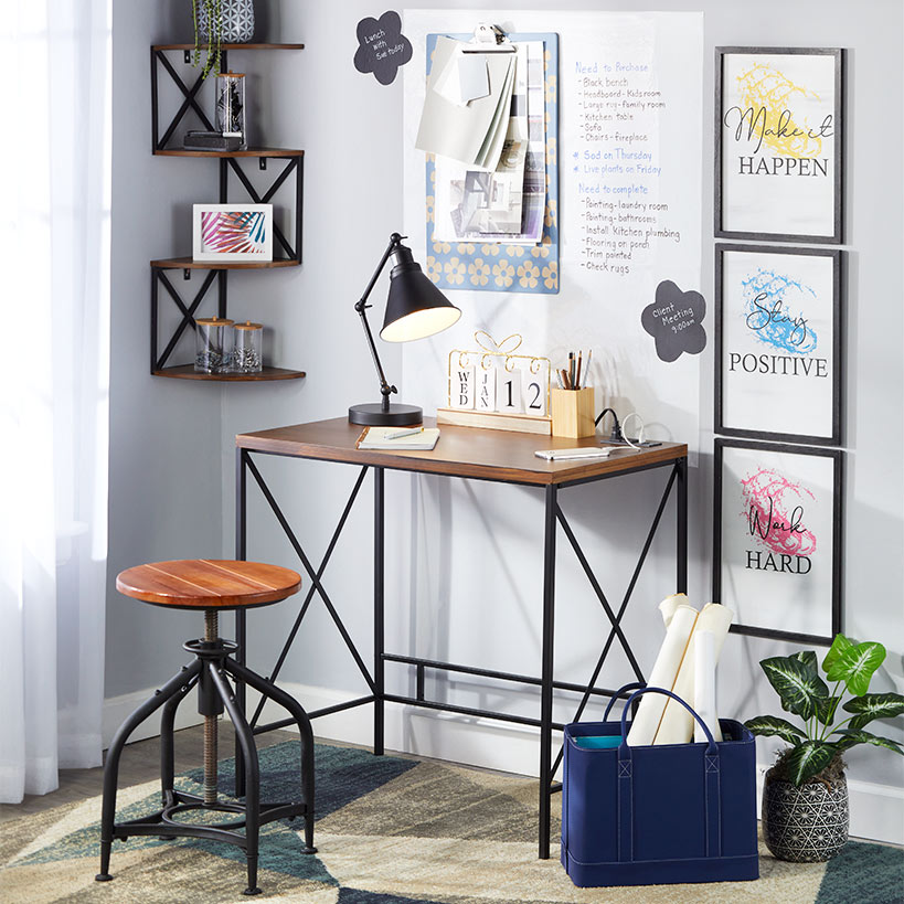Industrial Desk with Outlet and USB Port