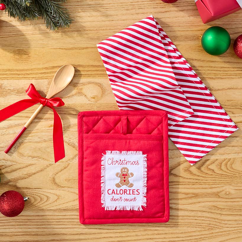 Holiday Kitchen Gift Set: Towel, Pot Holder Wooden Spoon or Cookie Cutter#select-set_towel-&-wooden-spoon-gift-set