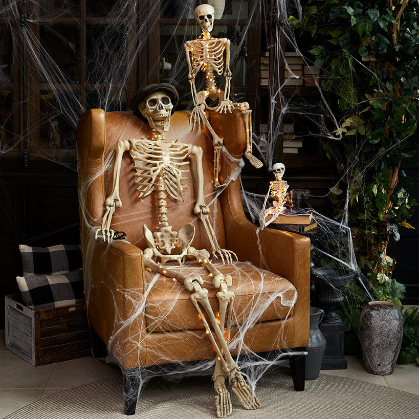 Halloween Skeleton Poseable Lighted Decor 16 Inch 35 Inch and 65 Inch