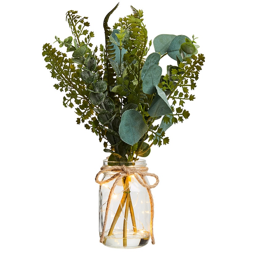 Floral Vase Bouquet With Fairy Lights Sunflower Greenery Mix Or Daisy