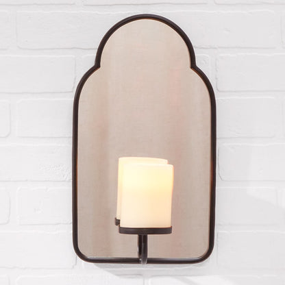 Elegant Mirror Wall Sconce With LED Candle - Black or Gold