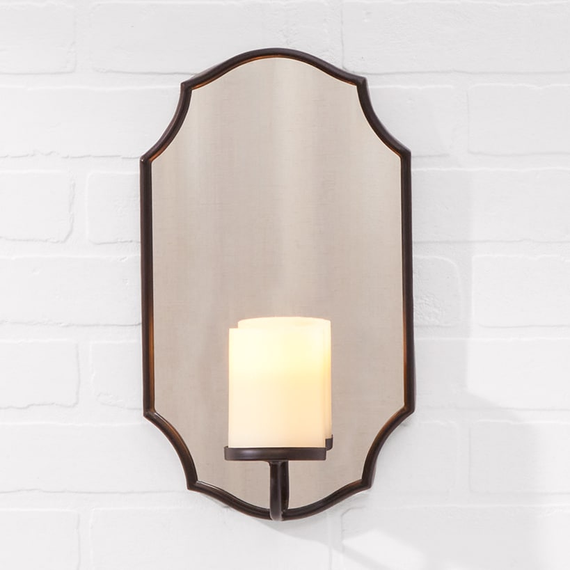 Elegant Mirror Wall Sconce With LED Candle - Black or Gold