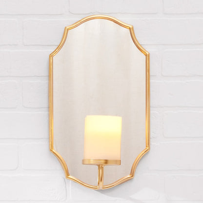 Elegant Mirror Wall Sconce With LED Candle - Black or Gold